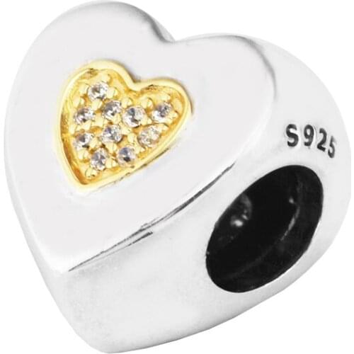 DIY Beads Signature Heart Charm Clear CZ Hot Sale Jewelry Fits Original Charms 925 Silver Bracelets Beads For Jewelry Making