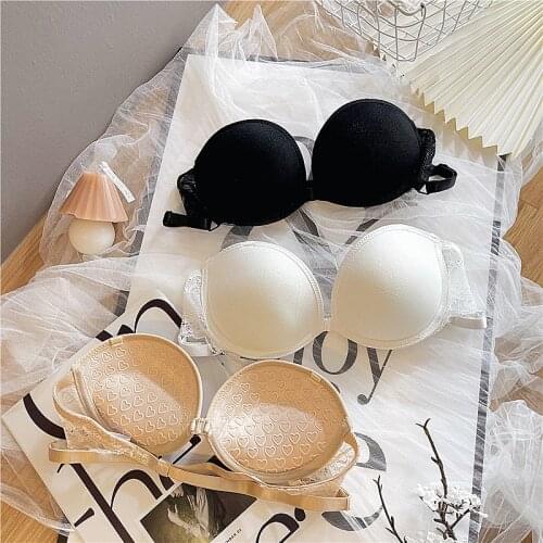 Wriufred Gathering strapless non-slip jumper invisible front buckle bra one strapless backless anti-glare underwear