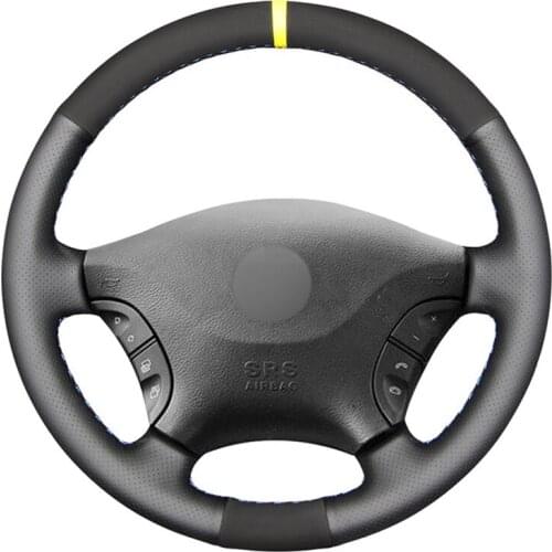 Black Suede Artificial Leather Hand-stitched Car Steering Wheel Cover for Mercedes Benz W639 Viano Vito Volkswagen VW Crafter