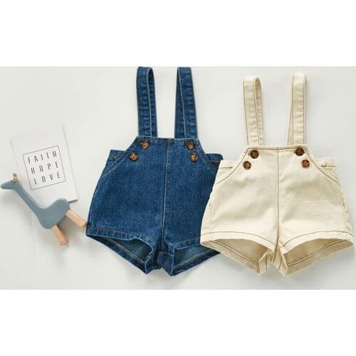 Baby Suspender Pant Shorts Denim Solid Jeans Trousers Girls Boys New Born Summer Overalls Jumpsuit Toddler Clothing Outfit