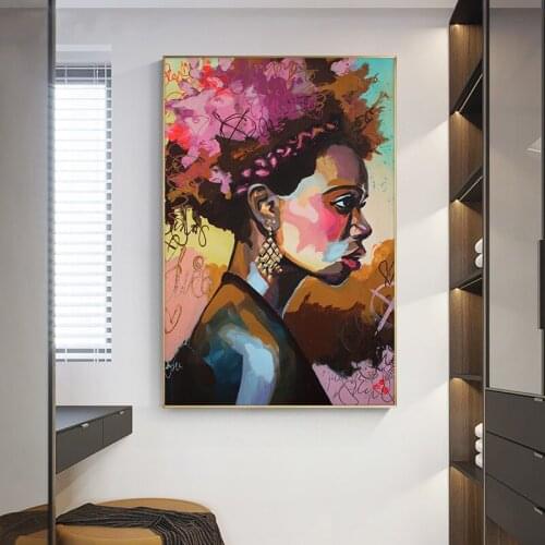 Graffiti Colorful And beautiful Woman Oil Painting on Canvas Posters and Prints Scandinavian Wall Art Picture for living room