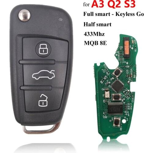 3 Buttons Car MQB Keyless Smart Remote Key 434Mhz 8E Chip for Audi A3 Q2 S3 TT Car Semi Intelligent Folding Flip Remote Key