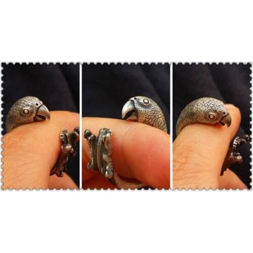 Parrot Zinc Ring free size cute animal cageling bird Ring for all pet lovers Embossed jewelry golden col