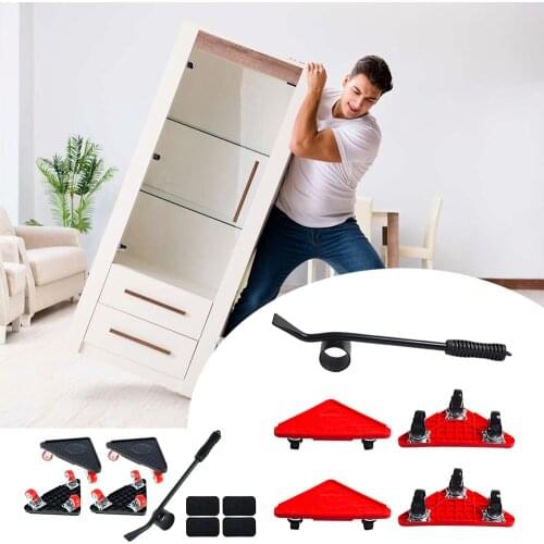 5Pcs Furniture Mover Set Furniture Lifter Roller Mover Sliders Shifter Moving Wheels Transport Aid Lifting Tool Could Load 150kg
