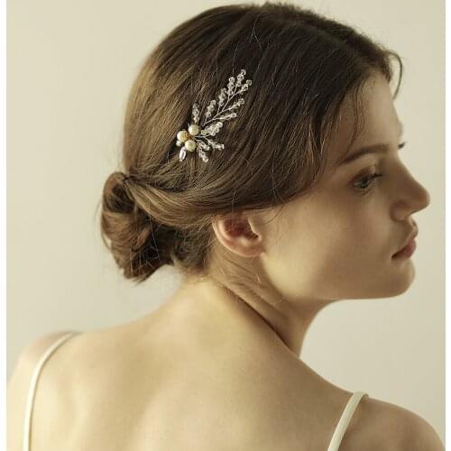 Romantic Sweetheart Bridal Headdress Alloy Pearl Crystal Rhinestone Hairnip for Wedding Perform Travel Daily Life O851