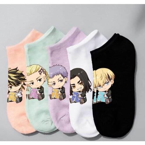 Tokyo Revengers Women Sock Cartoon Woman Socks Creative Cotton Trend Boat Asakuchi Sox Breathable Autumn Winter European Avocado