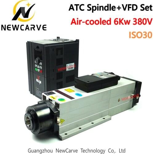 New Arrive! CNC ATC Set HQD 6KW ATC Spindle Air Cooled ISO30 + 7.5KW VFD 380V Fuling BEST Inverter For Engrave Machine NEWCARVE