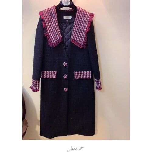 Overcoat mid long New women s autumn and winter version thicker small high end wool overcoat over knee