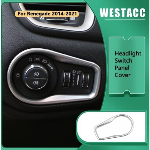 Car Head Light Lamp Switch Panel Cover Decoration Sticker Trim for Jeep Renegade 2014 - 2021 Interior Accessories