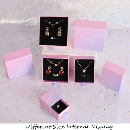 Gift Boxes Square jewelry organizer shape box Engagement Ring For Earrings Necklace Bracelet Display Pink Drawer Jewelry Boxes