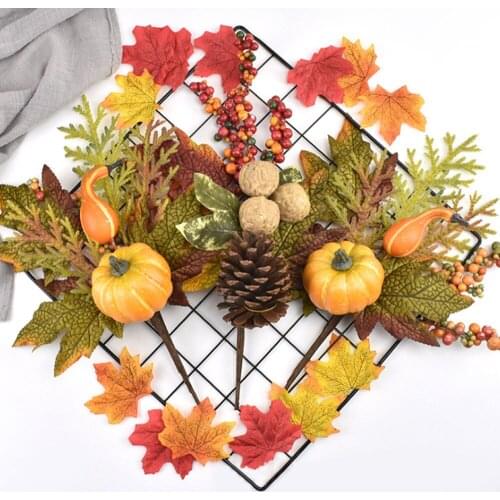 Lifelike Autumn Maple Leaf Artificial Berry Ornaments Fake Plants Festival Props Supplies Party Dining Table Living Room Decor