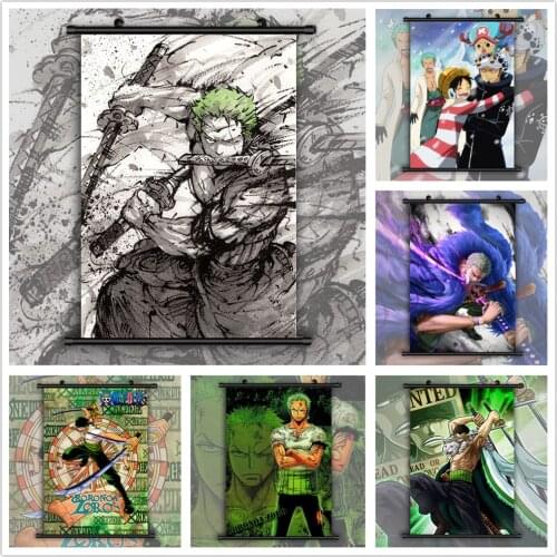 WTQ Retro Poster One Piece Roronoa Zoro Anime Manga Canvas Painting Anime Posters Wall Decor Wall Art Picture Room Home Decor