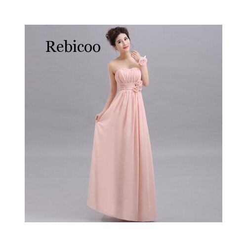 Rebicoo Halter neck Lace Up Chiffon Purple Champagne pink Bridesmaid Dresses Long wholesale Custom wedding party dress Flower
