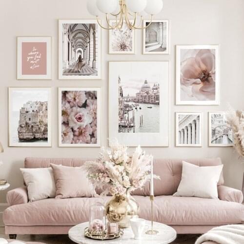 Nordic Landscape Seaside Dock corridor Girl Flowers Quotes Posters And Prints Wall Art Canvas Painting Pictures Home Room Decor