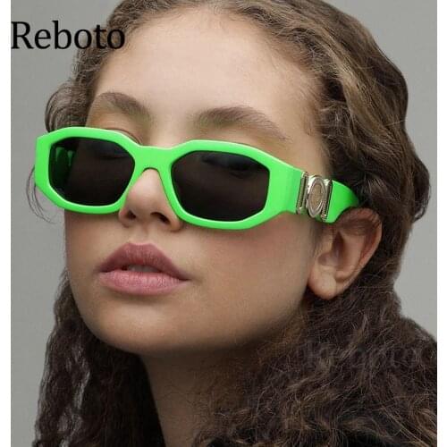 Unisex Women Hip Hop Rectangle Sunglasses Summer Travel Driving Vintage Green Steampunk Sunglasses Brand Square okulary Glasses