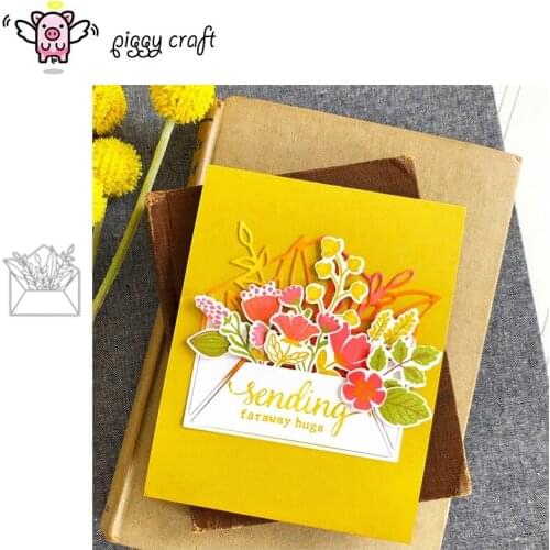 Piggy Craft metal cutting dies cut die mold Leaf envelope decoration Scrapbook paper craft knife mould blade punch stencils dies