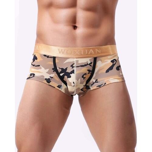 MUQGEW Mesh Boxers Sexy Men Ice Silk Camouflage underwear Mens Shorts Soft Underwear Bulge Pouch Camouflage print Underpant#y4