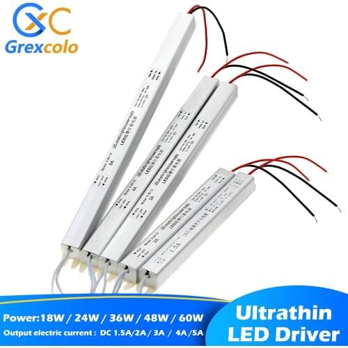 LED Driver 12V 1.5A 2A 3A 5A Ultrathin Switching Power Supply Lighting Transformer 18W 24W 36W 48W 60W for LED Strip Light Box