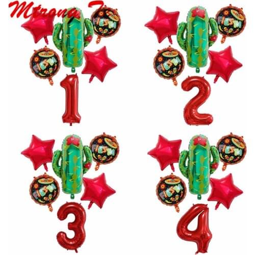 6pcs Fiesta Party Decoration 30" Number Globos Mexico Avocado Foil Balloon Birthday Air Balloons Baby Shower Party Decor Ballons