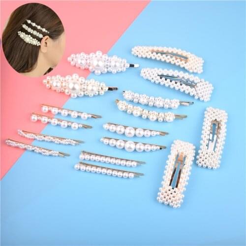 Fashion Sweet Pearl Hair Clip for Women One Word Hair Pin Pearl Hair Pins Hair Stick Accessories Dance Party Headpiece