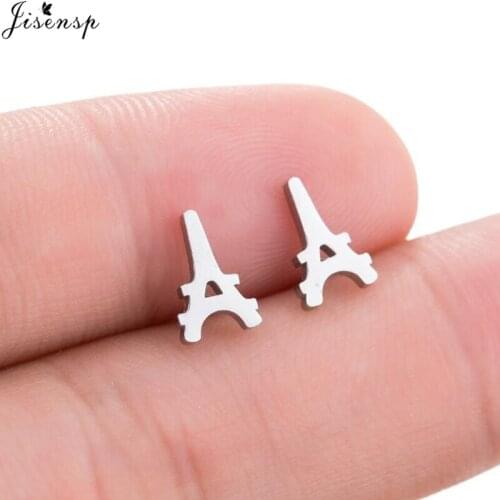 Jisensp Lovely Eiffel Tower Earrings for Women Fashion Cute Stainless Steel Earings Earring Female Jewelry Gifts pendientes