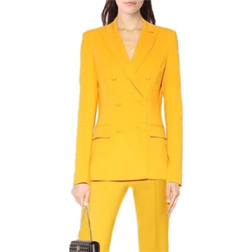 Double Breasted Pantsuits for Women Jacket Women Long Sleeve Suit Women Tailored Peak Lapel Jacket Suits Female Ladies Plus Size