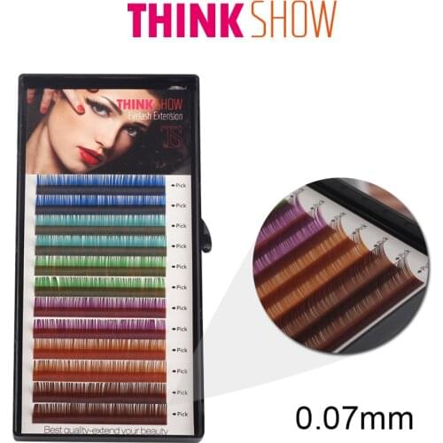 0.07mm Thickness All Size Color Eyelash Extension Silk Volume Eyelash Handmade Individual False Eye Lashes Color Fake Eyelashes