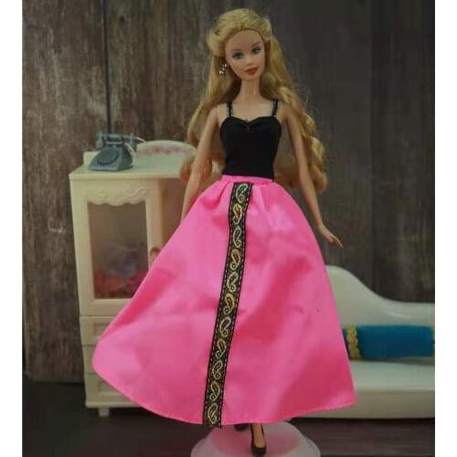 1/6 Charming Black Shirt Pink Skirt Outfit Set for Barbie Doll Clothes FR Kurhn Clothing Party Gown 11.5" Dollhouse Accessories