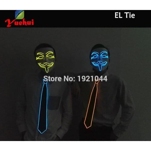 10 Fashion Style Colorful NEW Design Sound Active Glowing LED Neck Tie For Evening Party decoration Powered by AAA battery