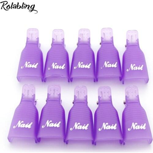 Rolabling 10pcs Plastic Nail Art Soak Off Cap Clips UV Gel Polish Remover Wrap Tool Nail Art Clip for Fingers Nail Care Tools