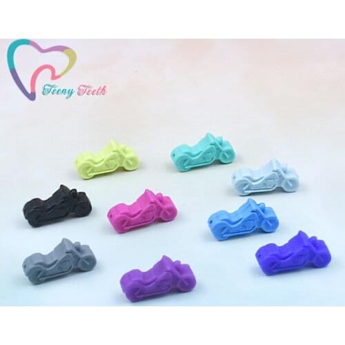 TeenyTeeth 10PCS 3D Motorcycle Shape Silicone Loose Beads BPA Free Food Grade Silicone Baby Toys DIY Jewelry Teether Accessories