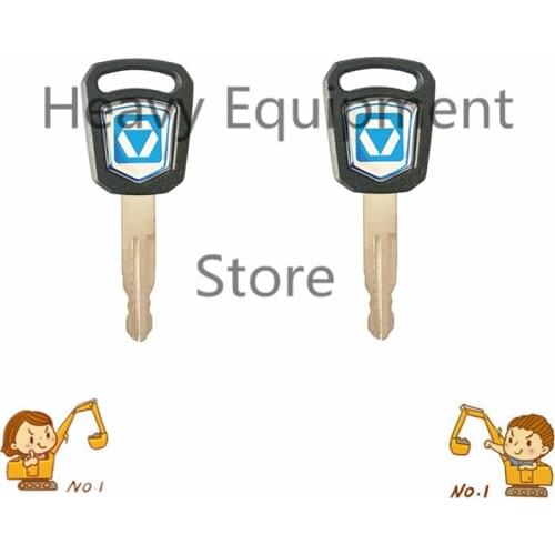 2 Pcs Key For XCMG Excavator key NEW style For 75DA 60D 215 200 Ignition key Door lock key