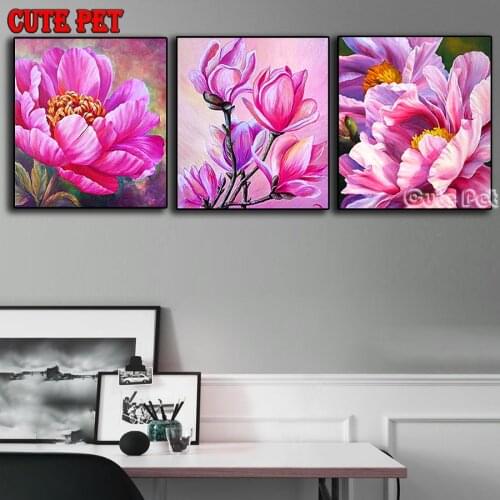 New plant abstract flowers diy Diamond Painting cross stitch mosaic full square round diamond embroidery modern nordic art 3PCS