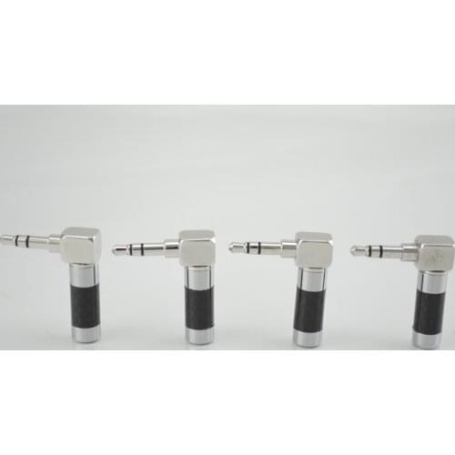 4pcs Brand new Carbon Fiber silver plated 3poles right angle stereo 3.5MM audio plug Solder cable adapter