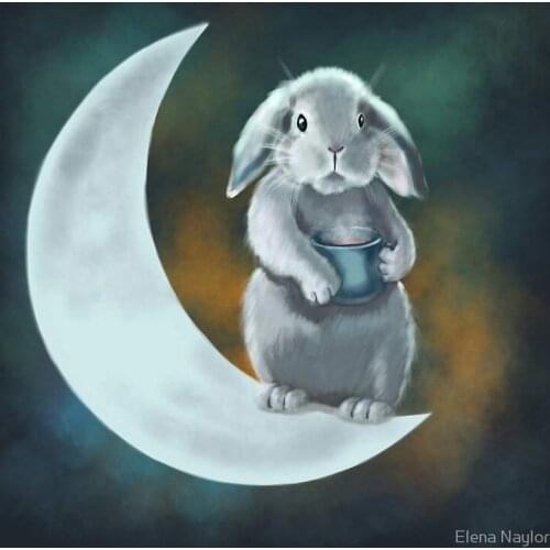 5D DIY Animals lovely moon rabbit Painting Full Square Round Diamond Embroidery Diamond Painting Cross Stitch mosaic gift