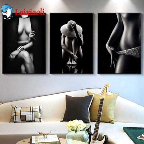 3 pcs Diamond Painting sexy African woman 5d DIY Diamond Embroidery full Square Round Diamond Mosaic Triptych lady pattern decor
