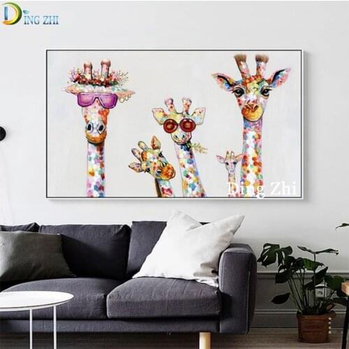 Diamond Painting 5D Diy Giraffe Family Cross Stitch Animals Embroidery Modern Style Mosaic Square/Round Drill Living Room Decor