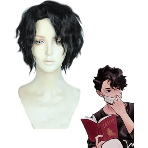 Anime Haikyuu!! Kiyoomi Sakusa Cosplay Wig Black Short Curly Heat Resistant Synthetic Hair Costume Role Play Wigs