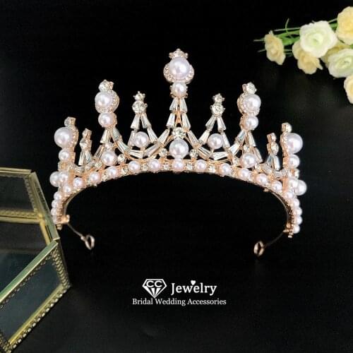 CC Baroque Crowns Wedding Hair Accessory for Women Engagement Jewelry Bridesmaids Headdress Pearl Diadems Party Gift Crown YQ77