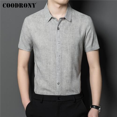 COODRONY Mens Linen Shirts