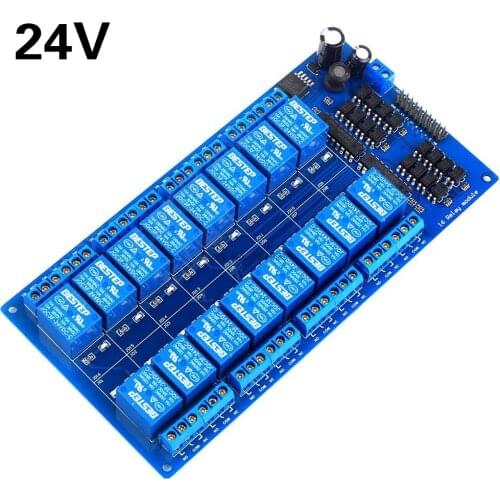 DC 24V 16 Channel Relay Module Interface Board With Optocoupler Protection LM2596 Power for Arduino DIY Kit