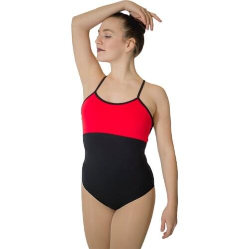 Two Tone Camisole Ballet Dance Leotard Cotton Blend Single Straps Gymnastics Bodysuit Dancing School Uniforms