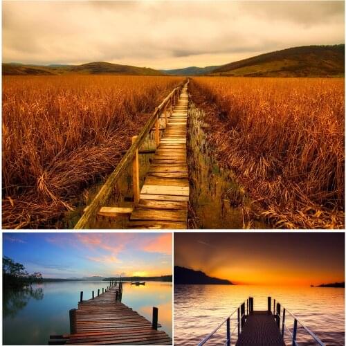 Small Plank Road Wharf Photography Backdrop Background Studio Photo Prop Decor