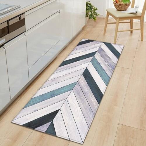 Geometric Wood Grain Home Kitchen Carpet No-slip Door Mat Carpet Entrance Floor Mat Rugs for Living Rooms Kitchen Rug Carpet