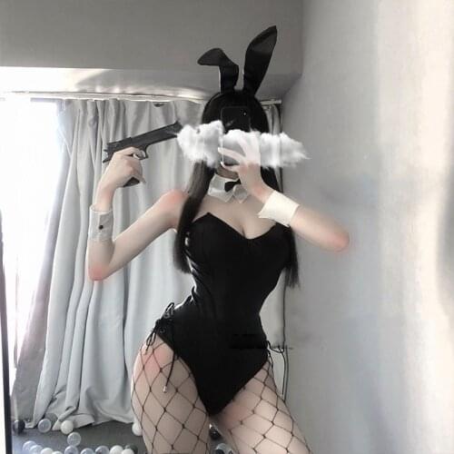Kawaii Cosplay Bunny Costume Sexy Cute Bunny Girl Faux Leather Material Rabbit Woman Set Good Quality Can Wear Out To Comic Show