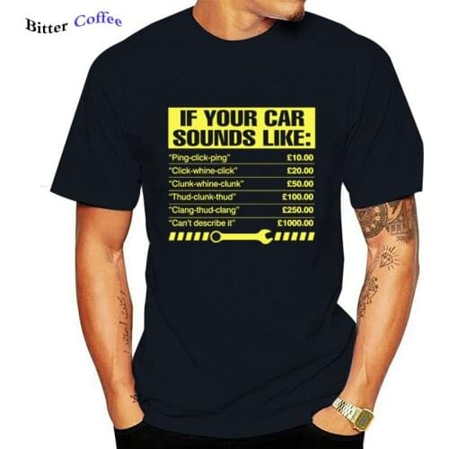 Fashion 100% Cotton Men T Shirt Tees Custom If Your Car Sounds Like Mens Funny Mechanic Short Sleeve Casual T-Shirt