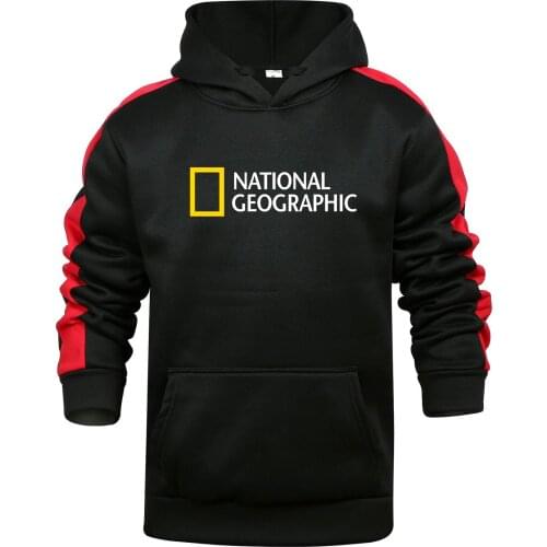 New 2021 mens polar fleece striped pullover sweater National Geographic magazine hip-hop street Harajuku style mens casual hoo