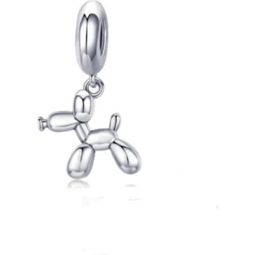New Arrival Real 925 Sterling Silver Balloon Dog Shape Pendant Charms Beads fit Bracelets Necklaces DIY Jewelry Accessories