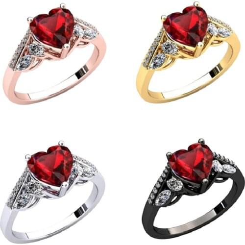 New Design Rose Gold Rings 2021 Trend Heart Zircon Big Finger Rings For Women Wedding Party Engagement Ring bague femme anillo