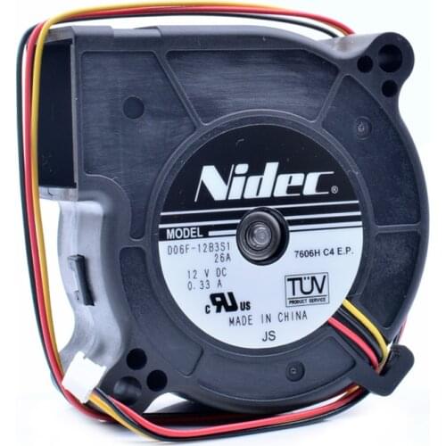 Brand new original D06F-12B3S1 6cm 6025 60mm 12V 0.33A 3-line turbo blower cooling fan